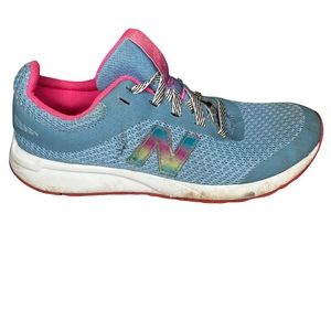 New Balance 455v2 Running Shoes Girls Light Blue Pink Lace Up Sneakers Size 4